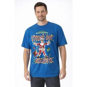 National Lampoon’s Christmas Blue Tee “Strung Out for the Holidays” Size L EUC